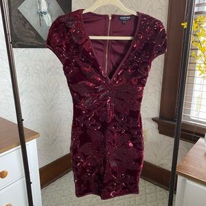 Red velvet and sequin dress
